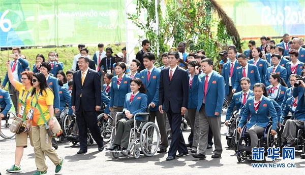 Chinese Paralympic delegates attend flag-raising ceremony