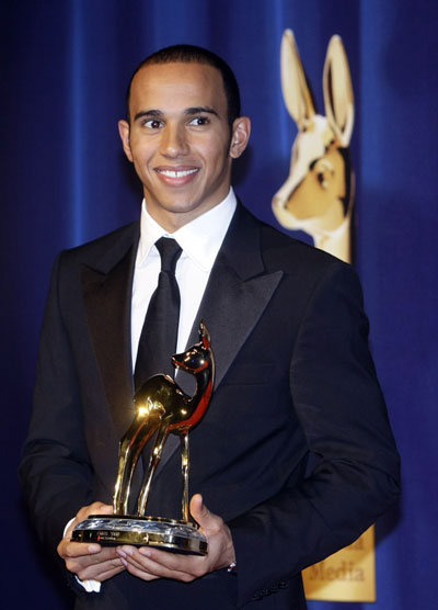 Lewis Hamilton arrives at the 60th Bambi media awards ceremony