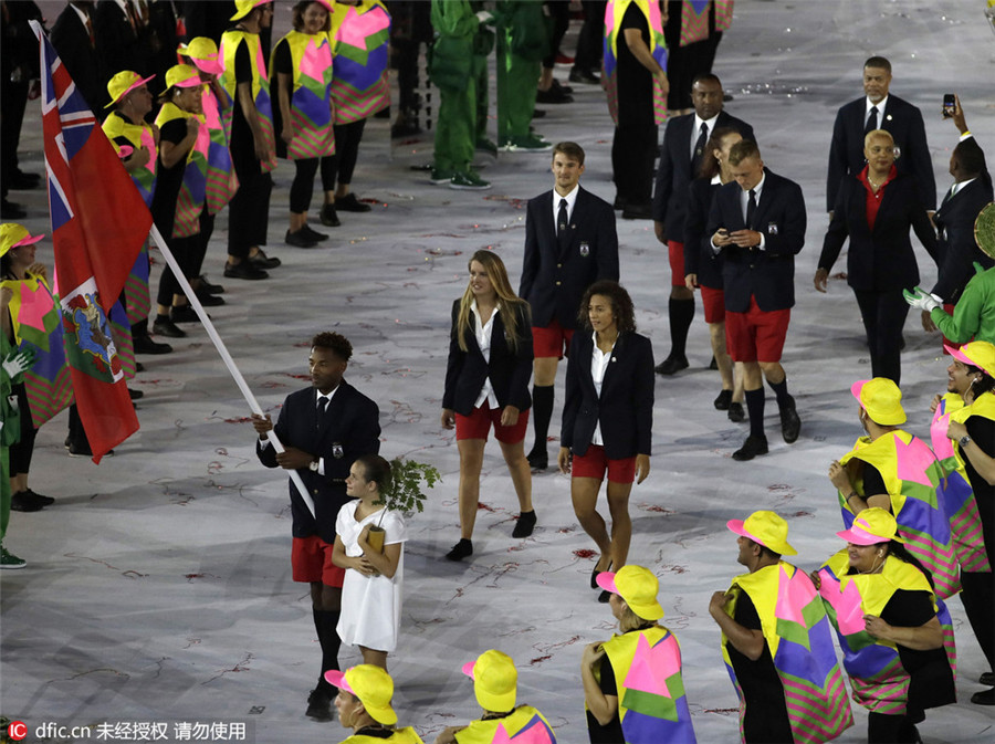 Athletes march at Olympic Opening Ceremony