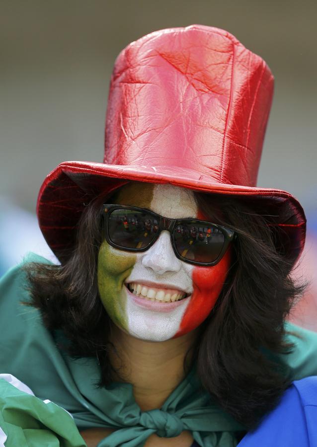 National flags on fan's face