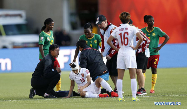 China's midfielder gets six stitches after beating Cameroon