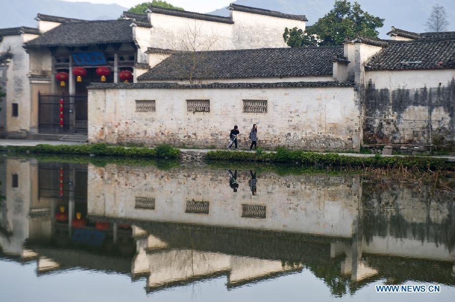 Morning scenery of local residences in Hongcun, China's Anhui