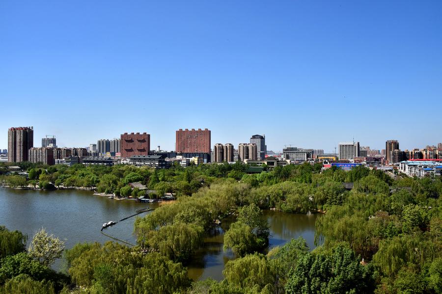 Clear sky over downtown Jinan, E China's Shandong