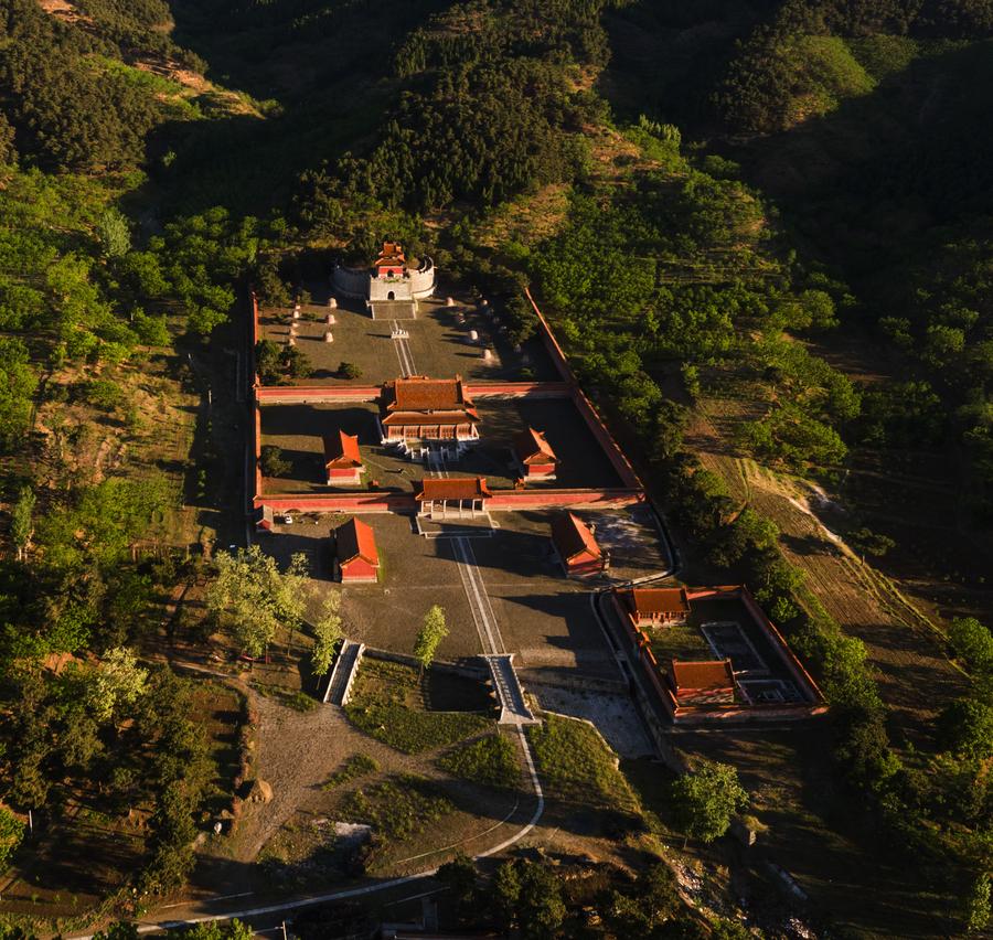 Historic Qingdongling tombs immersed in morning light