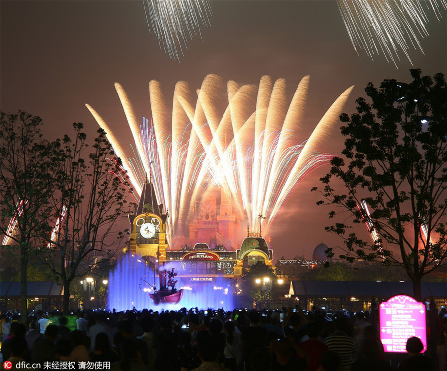 Stunning firework display at Shanghai Disneyland