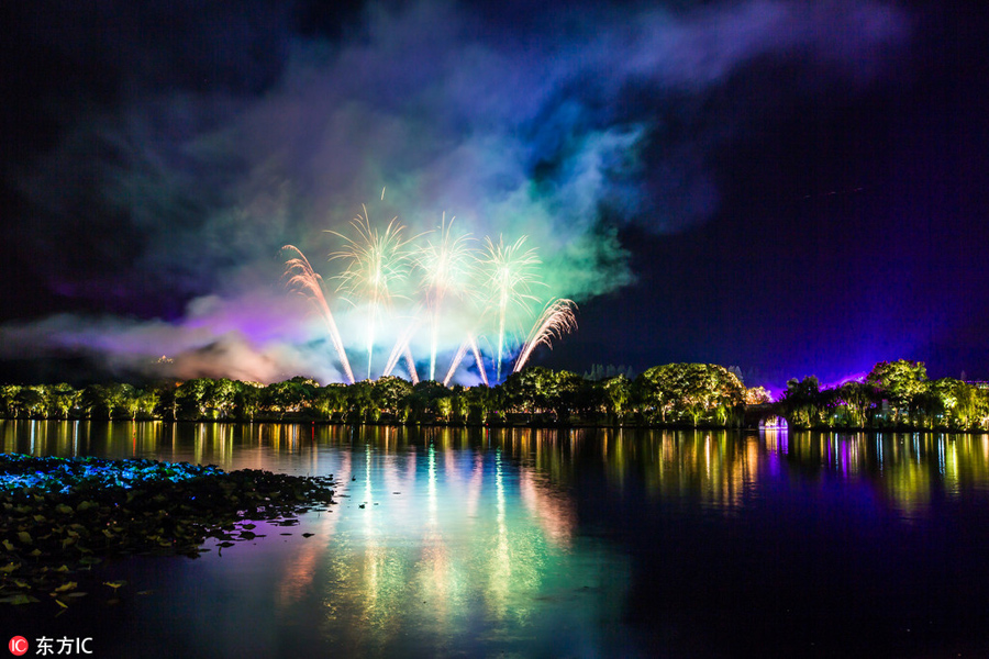 Fireworks show held ahead of G20 summit in Hangzhou