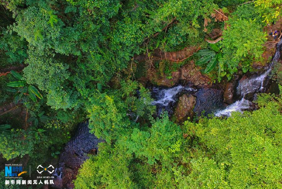 Aerial photos of Daxushan Waterfalls in China's Guangdong