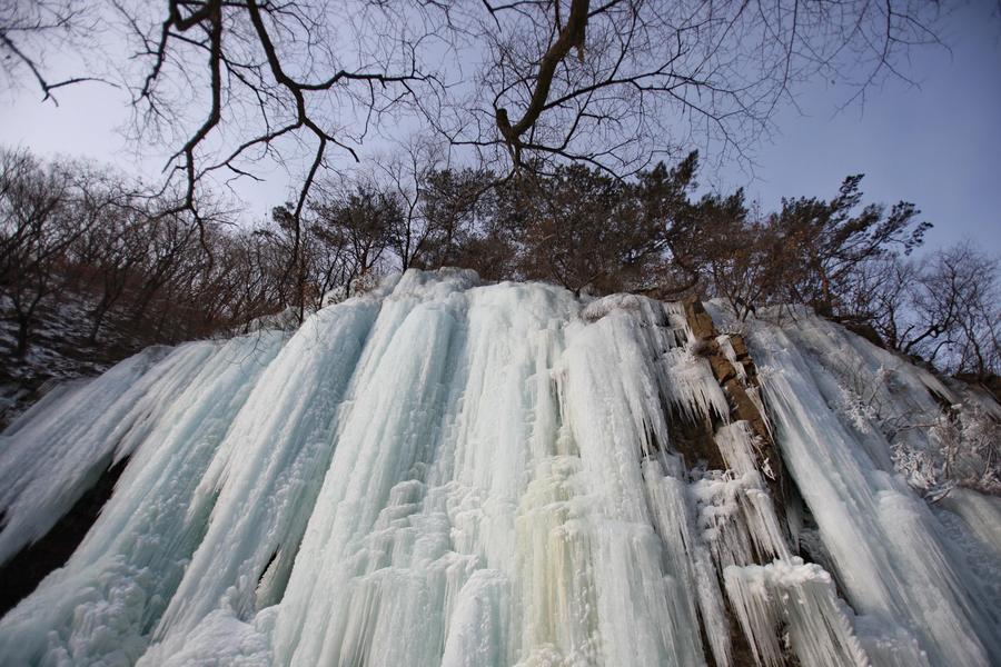 Icefall scenery at Guanmen mountain scenic spot in NE China