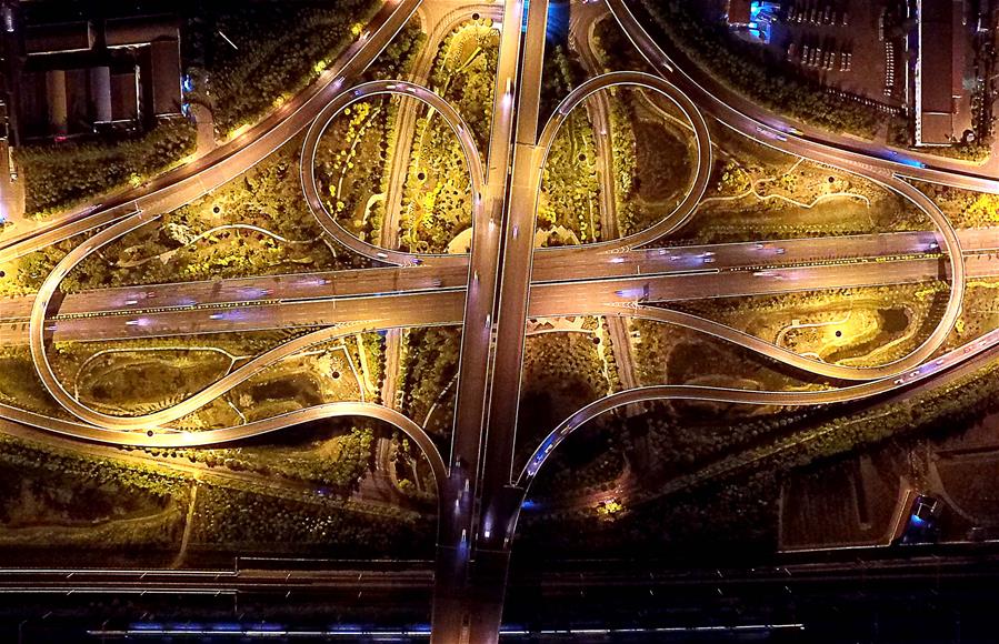 Aerial views of overpasses in N China's Tianjin