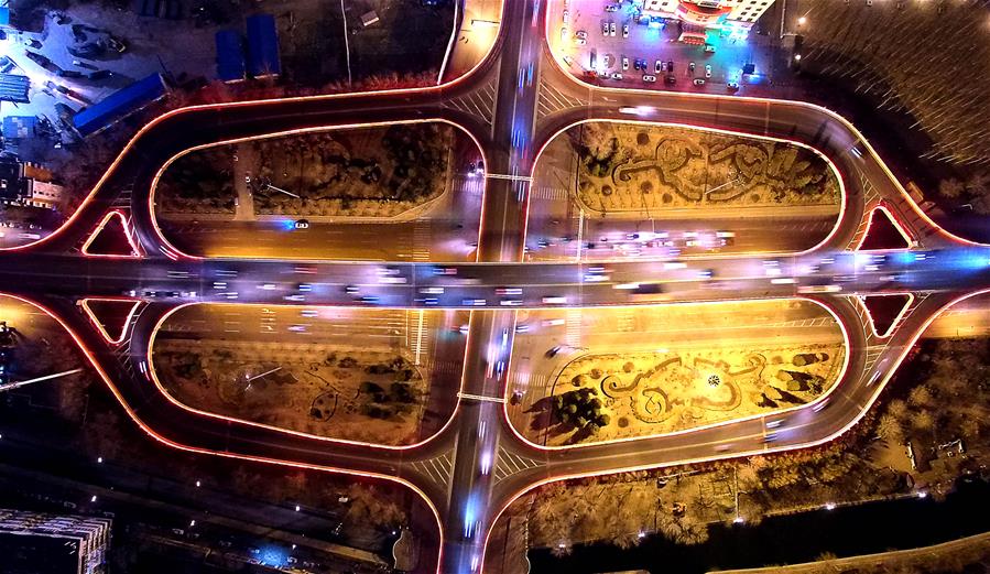 Aerial views of overpasses in N China's Tianjin