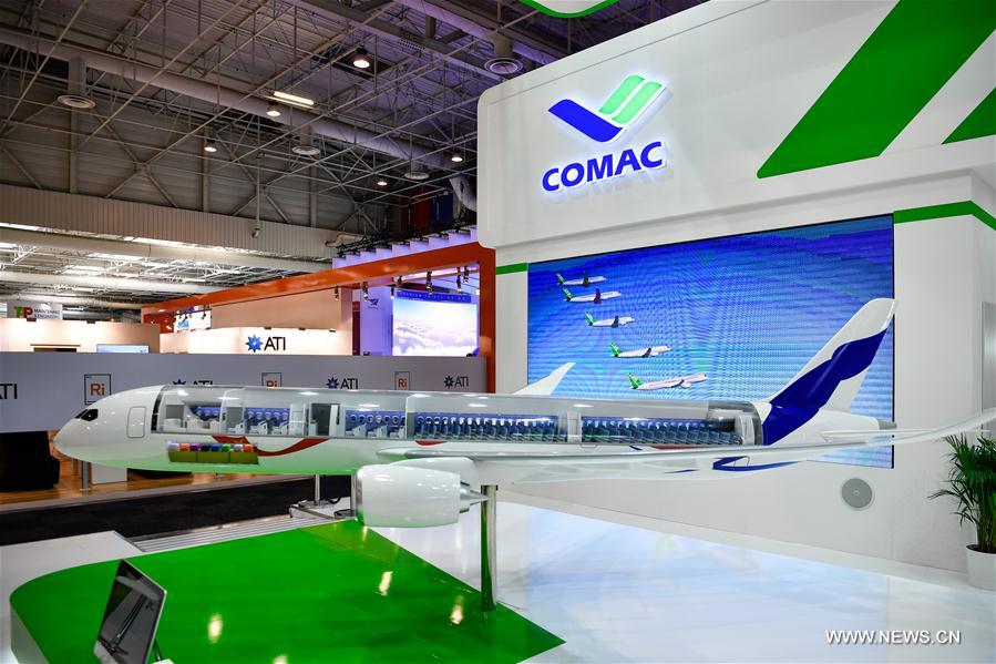 Model of China-Russia commercial aircraft displayed in France