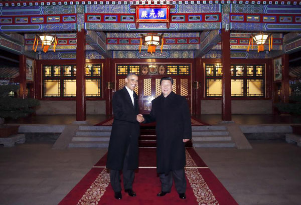 Relaxed stroll sets mood for Xi, Obama