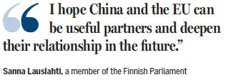 Parliament member hopes Finland can build a China-EU bridge