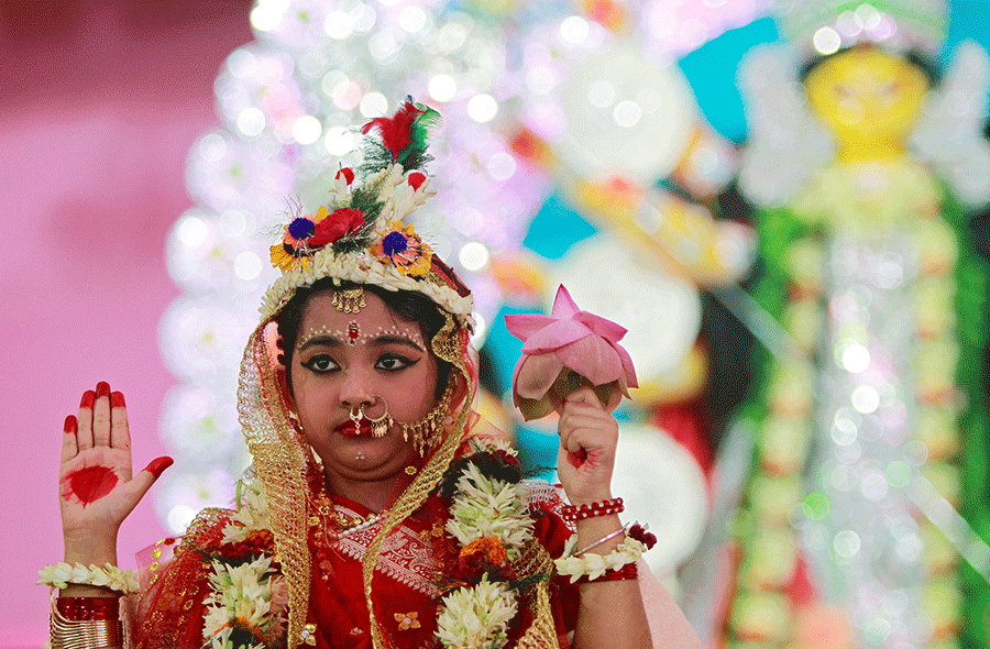 People celebrate Durga Puja in West Bengal, India