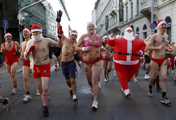 'Santa run' in downtown Budapest