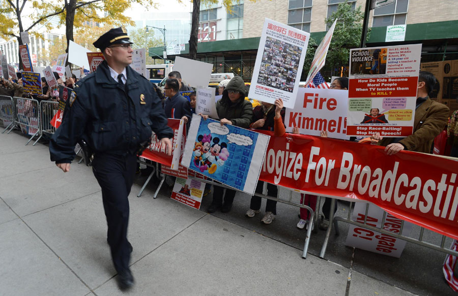 Chinese Americans protest Kimmel joke in NYC