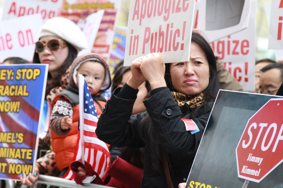 Chinese Americans protest Kimmel joke in NYC