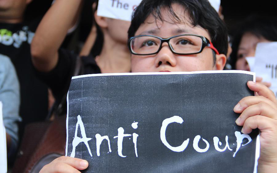 Thai protestors attend anti-coup rally