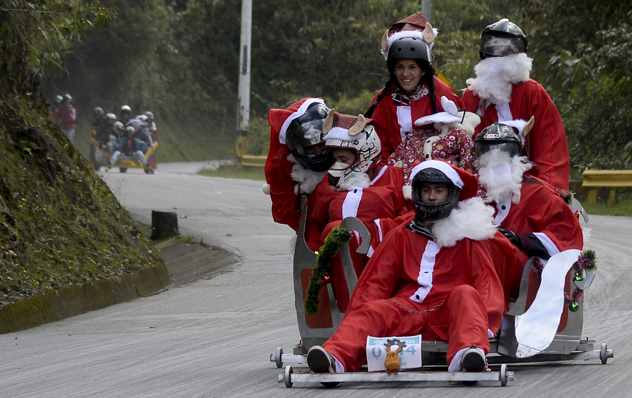 Participants dressed up to celebrate Car Festival in Colombia