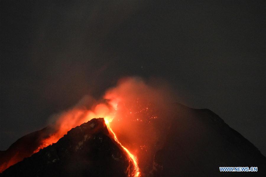 Mount Sinabung spews hot lava and ash in Indonesia